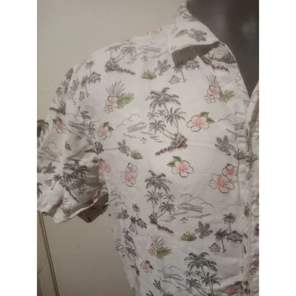 Tommy Bahama Mens Medium M Linen Cotton Short Sleeve Button Up Hawaiian Shirt - Picture 4 of 13